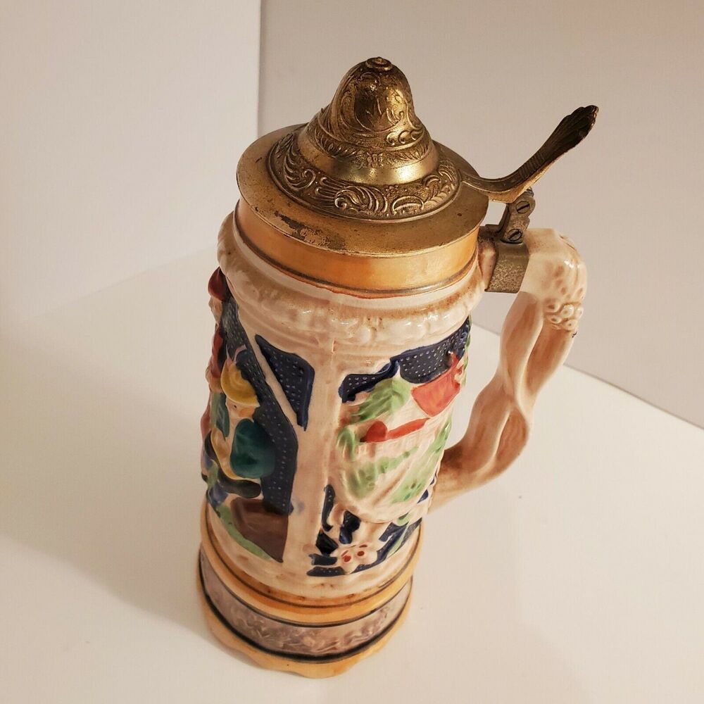 Oktoberfest Stein Music Box with Opening Metal Top with Hand painted Ceramic - Picture 3 of 5